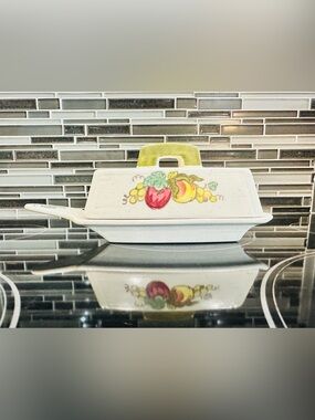 Vtg Metlox Poppytrail 1/4LB Provincial Fruit Covered Butter Dish